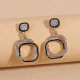 Buy Shein Rhinestone Decor Geometric Earrings - Yellow Gold in Pakistan