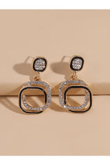 Buy Shein Rhinestone Decor Geometric Earrings - Yellow Gold in Pakistan