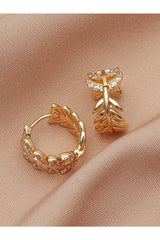 Buy Shein Zircon Decor Leaf Design Earrings in Pakistan