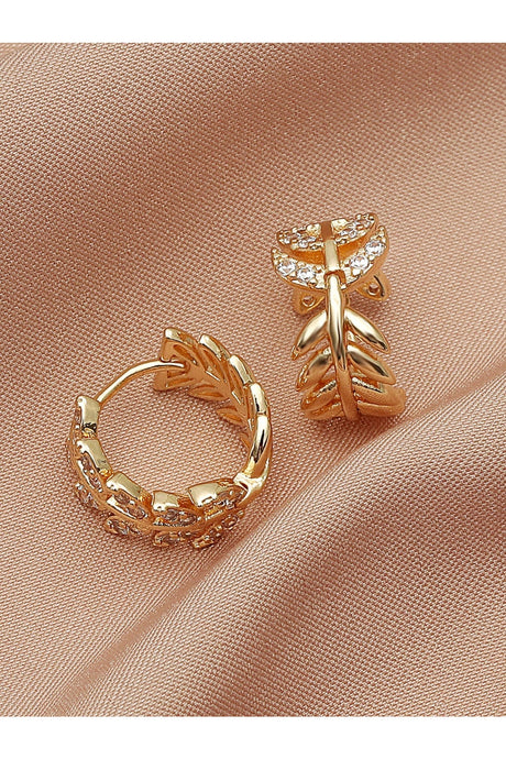 Buy Shein Zircon Decor Leaf Design Earrings in Pakistan