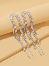 Buy Shein Rhinestone Tassel Decor Drop Earrings in Pakistan