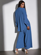 Buy Shein Bae High Low Blouse & Wide Leg Pants Set in Pakistan
