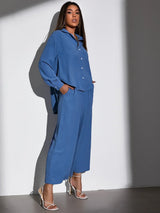 Buy Shein Bae High Low Blouse & Wide Leg Pants Set in Pakistan