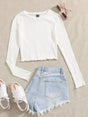 Buy SHEIN EZwear Lettuce Trim Solid Top in Pakistan