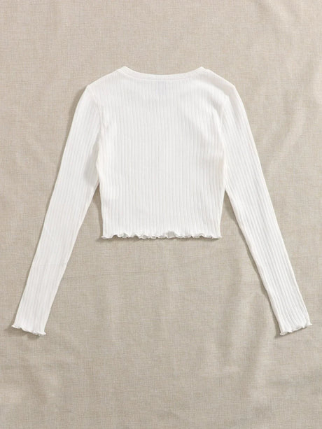 Buy SHEIN EZwear Lettuce Trim Solid Top in Pakistan