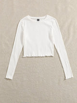 Buy SHEIN EZwear Lettuce Trim Solid Top in Pakistan