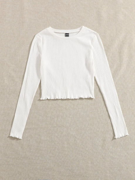 Buy SHEIN EZwear Lettuce Trim Solid Top in Pakistan