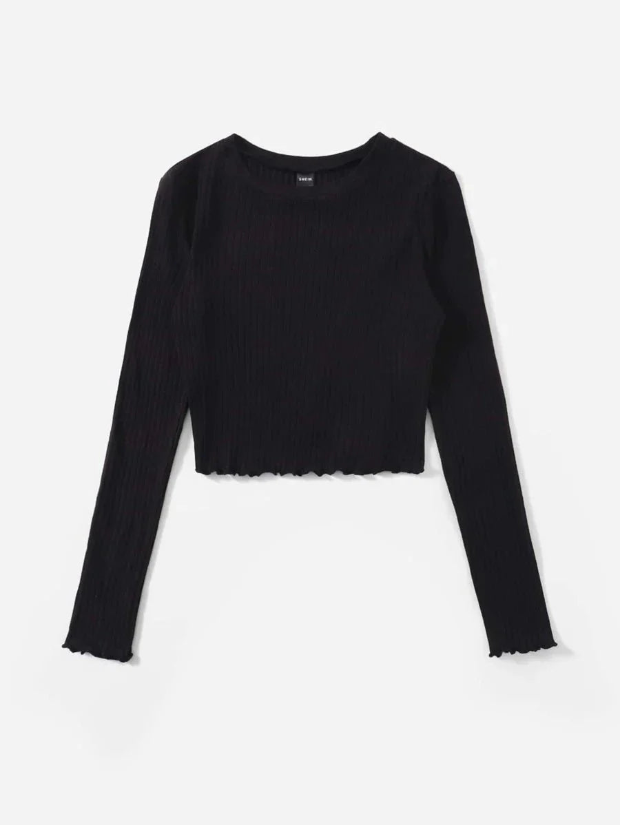 Buy Shein Lettuce Trim Solid Top in Pakistan