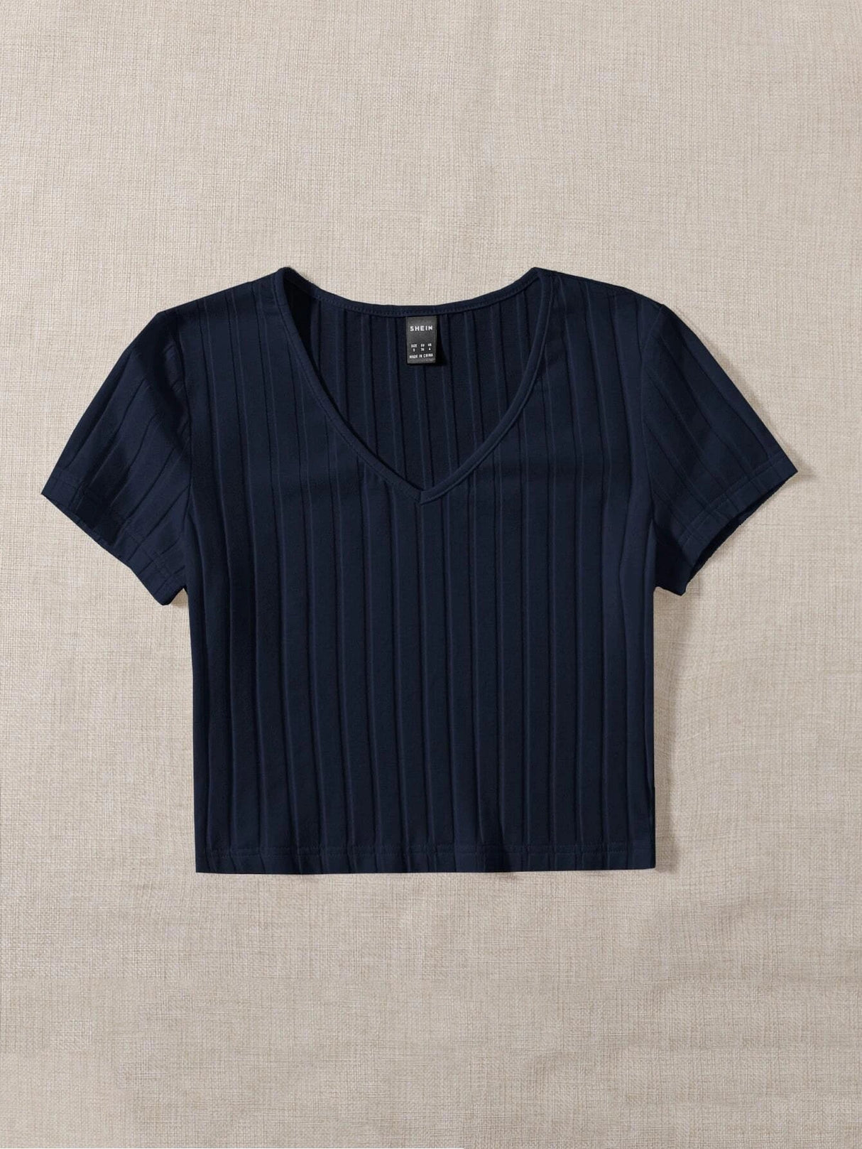 Buy SHEIN EZwear V-neck Rib-knit Tee in Pakistan