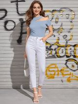 Buy SHEIN Ribbed Cutout One-Shoulder Top in Pakistan