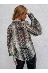 Buy Shein Snakeskin Print Bishop Sleeve Blouse - Small in Pakistan