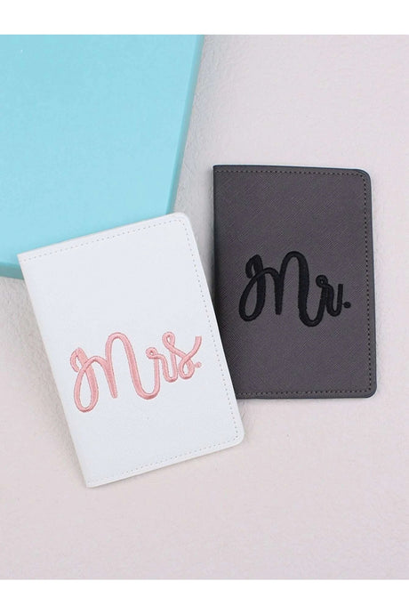 Buy Shein 2pcs Letter Embroidered Detail Passport Holder - Black and White in Pakistan