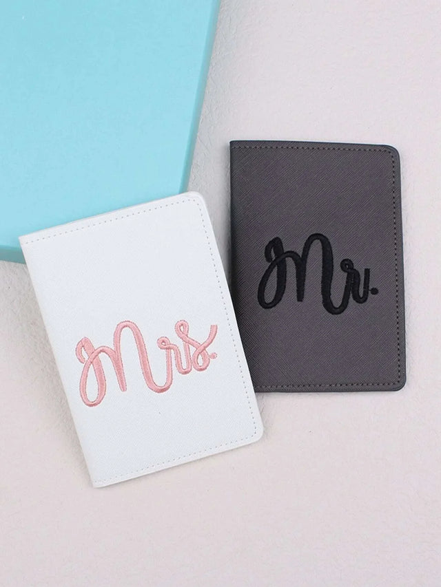 Buy Shein 2pcs Letter Embroidered Detail Passport Holder in Pakistan