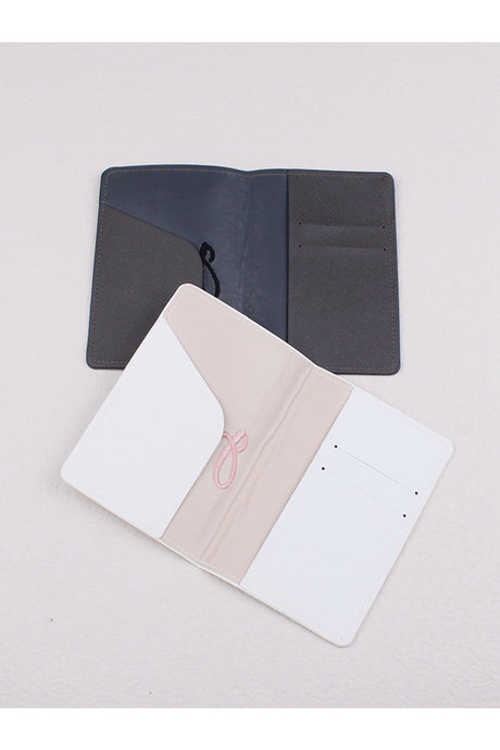 Buy Shein 2pcs Letter Embroidered Detail Passport Holder - Black and White in Pakistan