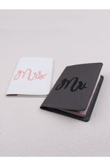 Buy Shein 2pcs Letter Embroidered Detail Passport Holder - Black and White in Pakistan