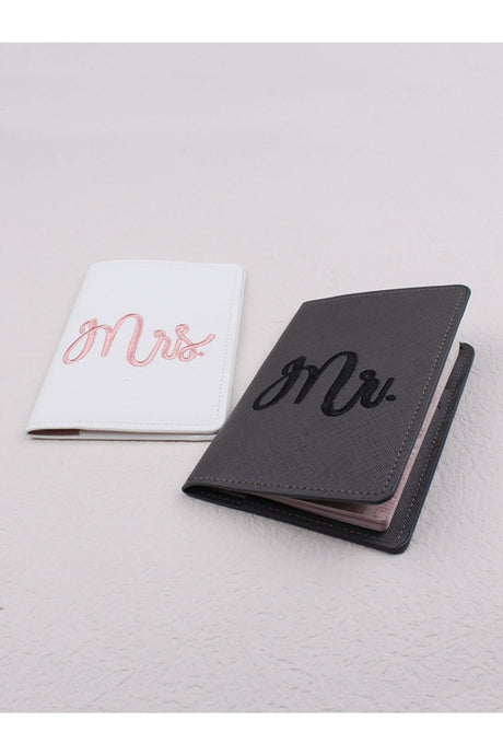 Buy Shein 2pcs Letter Embroidered Detail Passport Holder - Black and White in Pakistan