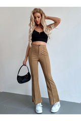 Buy Shein Seam Front High Waist Flare Leg Pants - Medium Brown in Pakistan