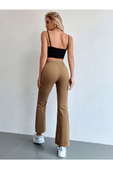 Buy Shein Seam Front High Waist Flare Leg Pants - Extra Small Brown in Pakistan