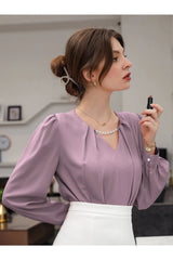 Buy SHEIN Puff Sleeve Solid Blouse in Pakistan