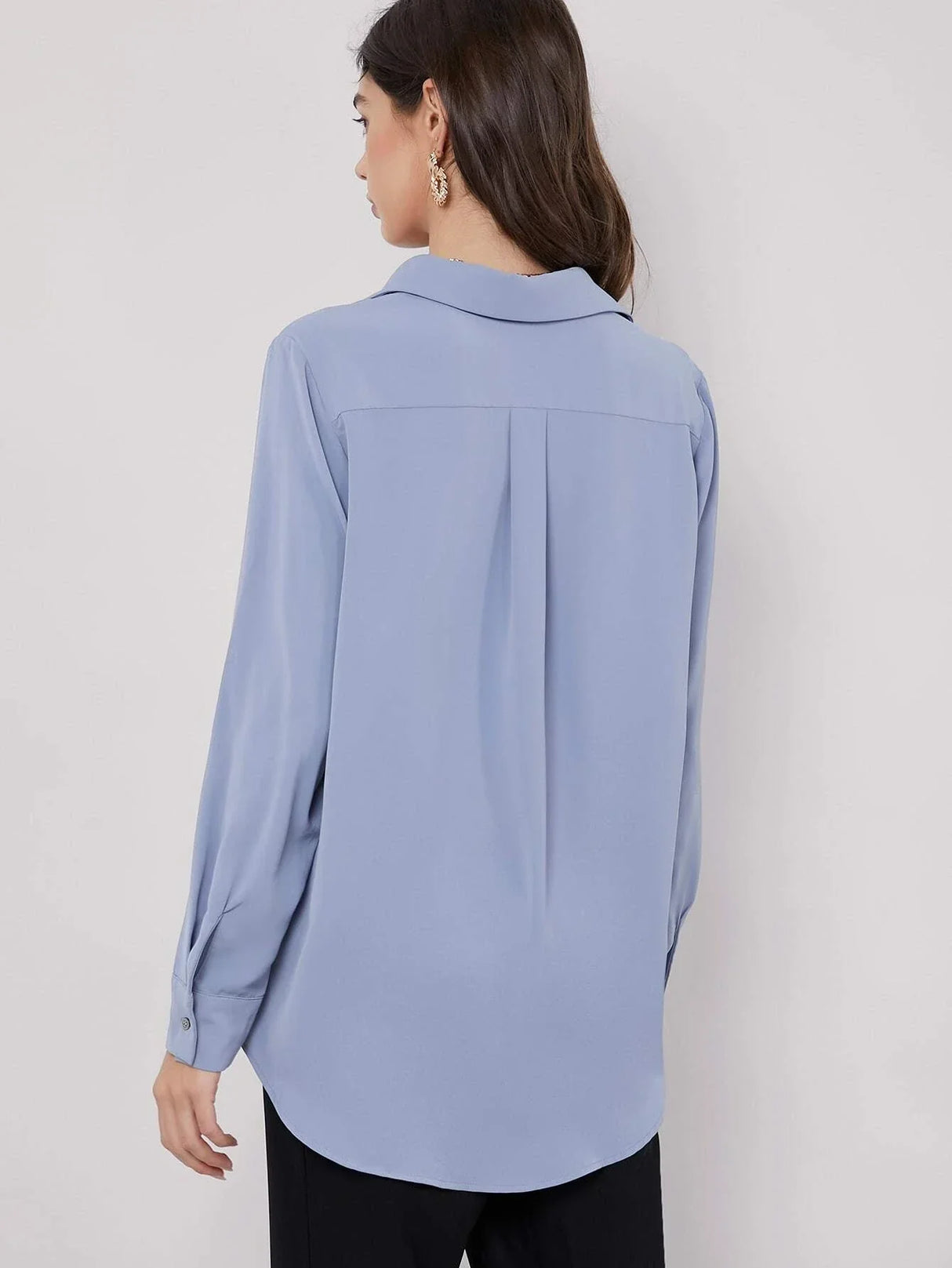 Buy SHEIN BIZwear Fold Pleated Back Solid Shirt in Pakistan
