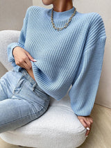 Buy Shein Mock Neck Drop Shoulder Sweater in Pakistan