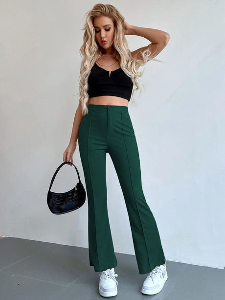 Buy Shein Seam Front High Waist Flare Leg Pants in Pakistan