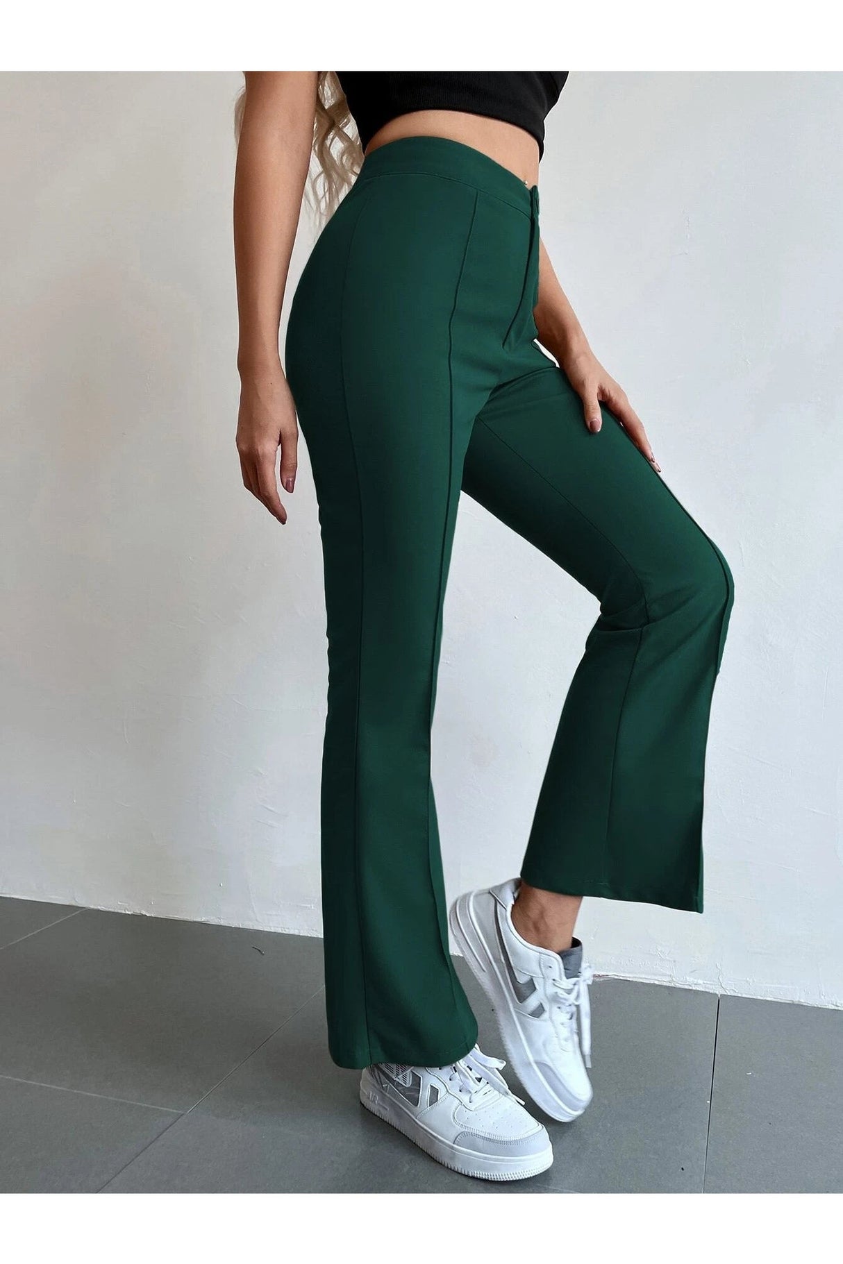 Buy Shein Seam Front High Waist Flare Leg Pants in Pakistan