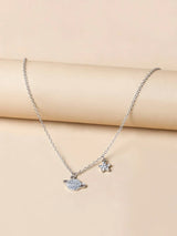 Buy Shein Rhinestone Planet Charm Necklace in Pakistan