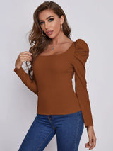 Buy SHEIN EMERY ROSE Square Neck Leg-of-mutton Sleeve Top in Pakistan
