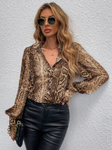 Buy SHEIN Snakeskin Print Bishop Sleeve Blouse in Pakistan