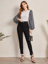 Buy Shein Unity Single Button Split Hem Skinny Pants in Pakistan