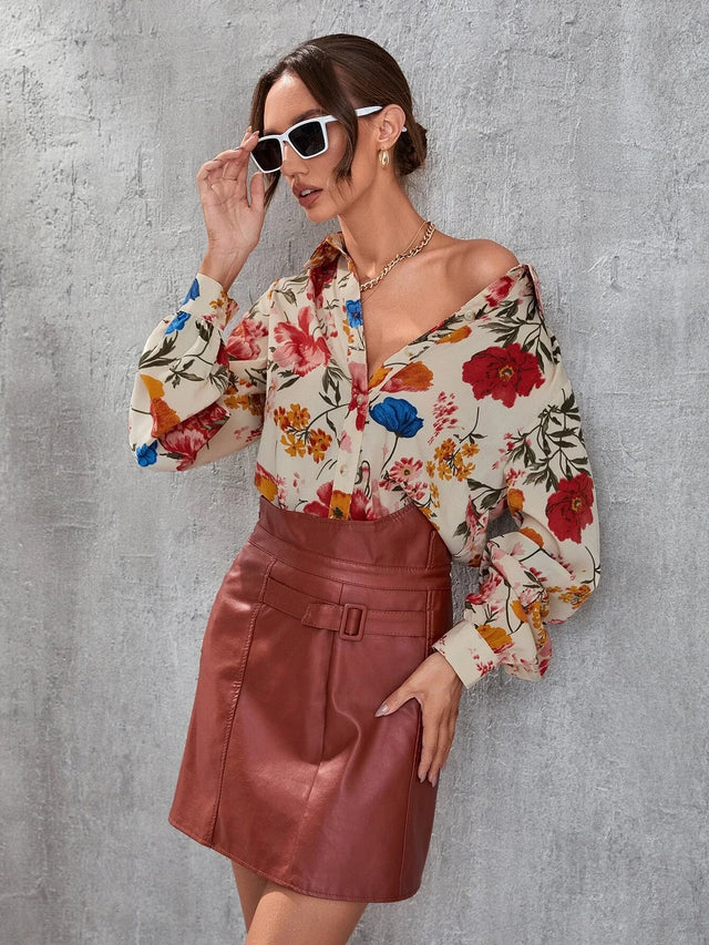 Buy SHEIN Floral Print Button Front Shirt in Pakistan