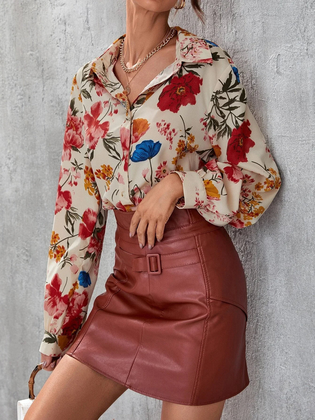 Buy SHEIN Floral Print Button Front Shirt in Pakistan