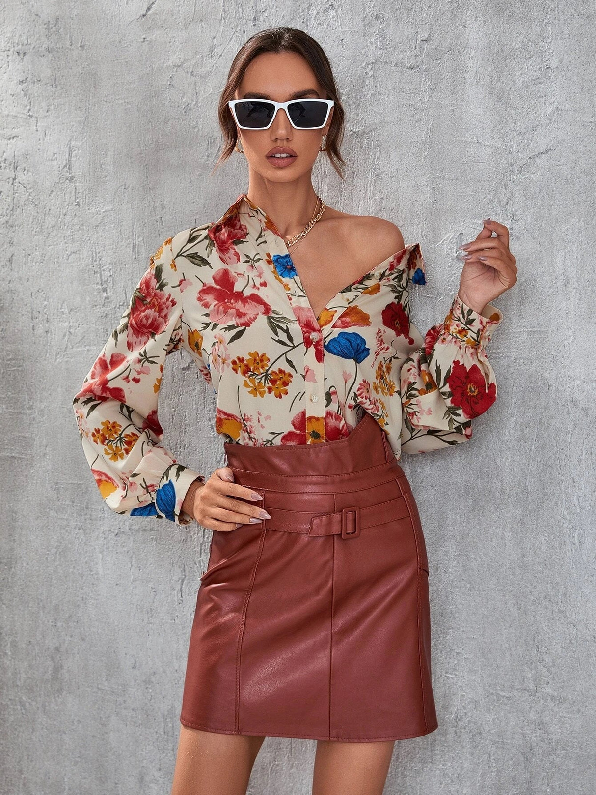 Buy SHEIN Floral Print Button Front Shirt in Pakistan