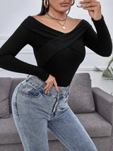 Buy SHEIN SXY Rib-knit Criss Cross Tee in Pakistan