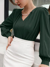 Buy SHEIN Puff Sleeve Solid Blouse in Pakistan