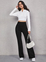 Buy SHEIN Wide Waistband Flare Leg Pants in Pakistan