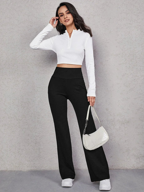 Buy SHEIN Wide Waistband Flare Leg Pants in Pakistan