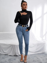 Buy SHEIN Cut Out High Neck Tee in Pakistan