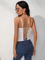 Buy SHEIN SXY Lace Trim Hook & Eye Cami Top in Pakistan