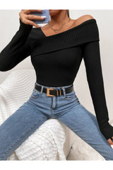Buy Shein Asymmetrical Neck Waffle Knit Tee Bodysuit in Pakistan