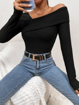 Buy Shein Asymmetrical Neck Waffle Knit Tee Bodysuit in Pakistan