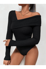 Buy Shein Asymmetrical Neck Waffle Knit Tee Bodysuit in Pakistan
