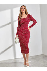 Buy Shein Confetti Heart Print Gigot Sleeve Dress Without Belt in Pakistan