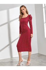 Buy Shein Confetti Heart Print Gigot Sleeve Dress Without Belt in Pakistan