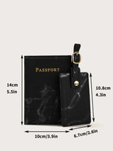 Buy SHEIN Letter Graphic Marble Graphic Passport Case With Luggage Tag in Pakistan