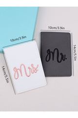 Buy Shein 2pcs Letter Embroidered Detail Passport Holder - Black and White in Pakistan
