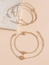 Buy Shein 4pcs Leaf & Knot Decor Bracelet in Pakistan