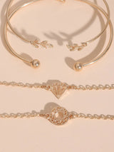 Buy Shein 4pcs Leaf & Knot Decor Bracelet in Pakistan