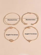 Buy Shein 4pcs Leaf & Knot Decor Bracelet in Pakistan